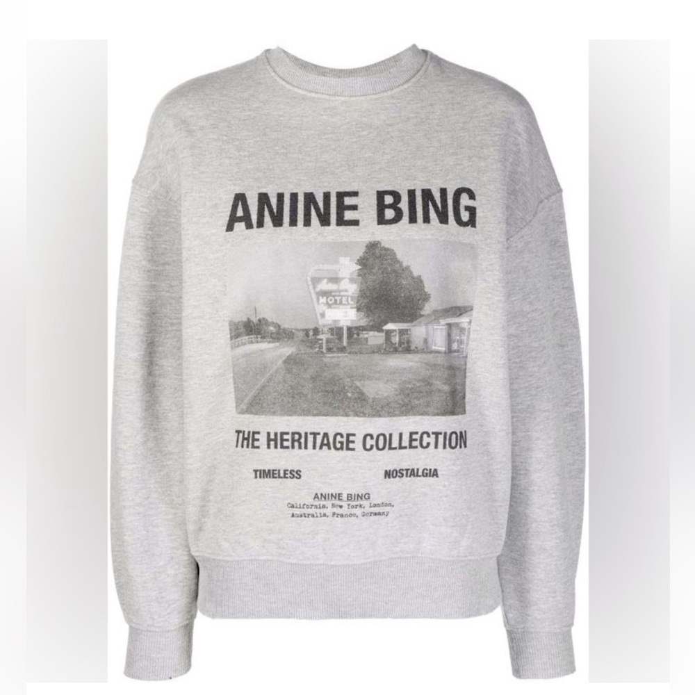 Anine Bing “The Age Collection” Grey Graphic Sweatshirt –
